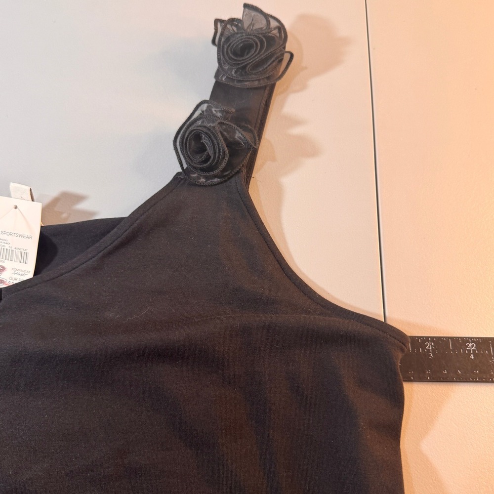 Cato Rosette Tank Top Womens XL Black New Floral Applique Scoop Neck Sleeveless - Picture 9 of 11